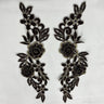 1 Pair 14" x 5" 3D Floral Lace Applique Embroidered on 100% Polyester Net Mesh