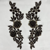 3D Floral Lace Applique Embroidered Net Mesh