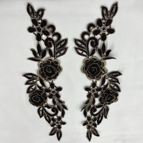 3D Floral Lace Applique Embroidered Net Mesh