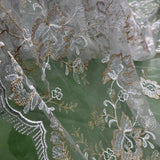 Lace USA 100 Percent Polyester Net Mesh Fabric - Embroidered Lace, 51" Width (1 Yard)