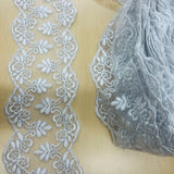 Corded Floral Lace Trim Ivory 6 Inch