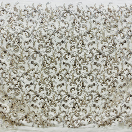 Beaded Lace Fabric Embroidered Mesh Champagne