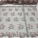 1 Yard Beaded Double Sided 3D Floral Lace Trimming 100% Polyester Net Mesh 21" Wide