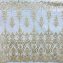 1 yarda de tela de encaje nupcial exquisita bordada sobre malla de red 100% poliéster blanca