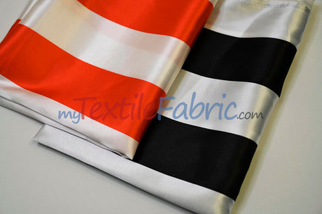 3 Inch Stripe Charmeuse Satin Fabric - Red 3 Inch Stripe, 58/60" Width (1 Yard)