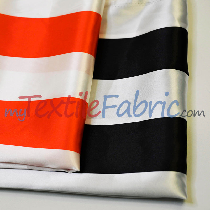 3 Inch Stripe Charmeuse Satin Fabric - Red 3 Inch Stripe, 58/60" Width (1 Yard)