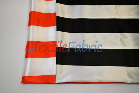 3 Inch Stripe Charmeuse Satin Fabric - Red 3 Inch Stripe, 58/60" Width (1 Yard)