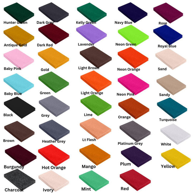 Acrylic Felt 9x12 Sheet Packs in Many Colors