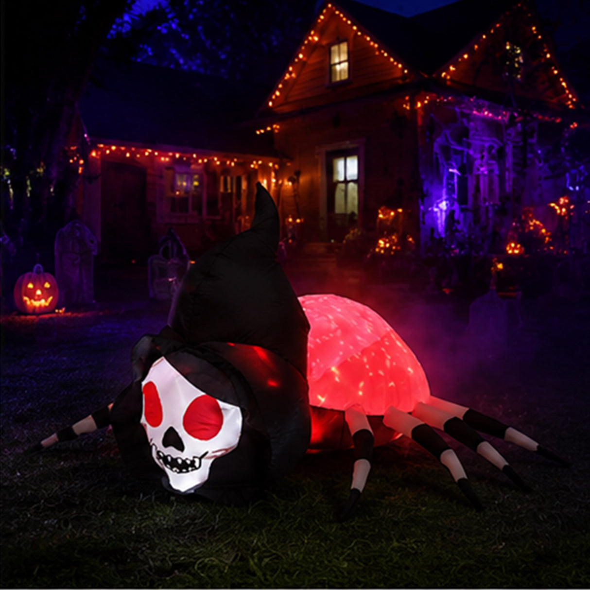 70.9" Inflatable Skeleton Spider Halloween Yard Decor
