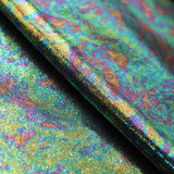 Oil Sleek Nylon Spandex Hologram Fabric - Black/Brown/Turquoise, Solid Oil Pattern, 58/60" Width (1 Yard)