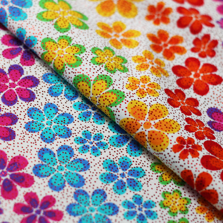 Floral Trance Nylon Spandex Fabric - Multi-Color Floral Print, 58-60" Width (1 Yard)