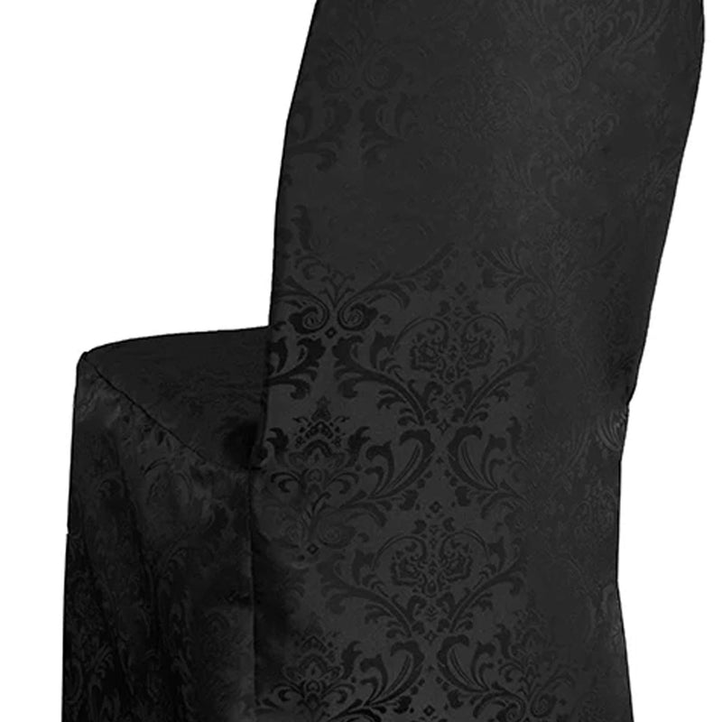 1 Piece Black Floral Damask Jacquard Chair Cover, Elegant Polyester Banquet Slipcover