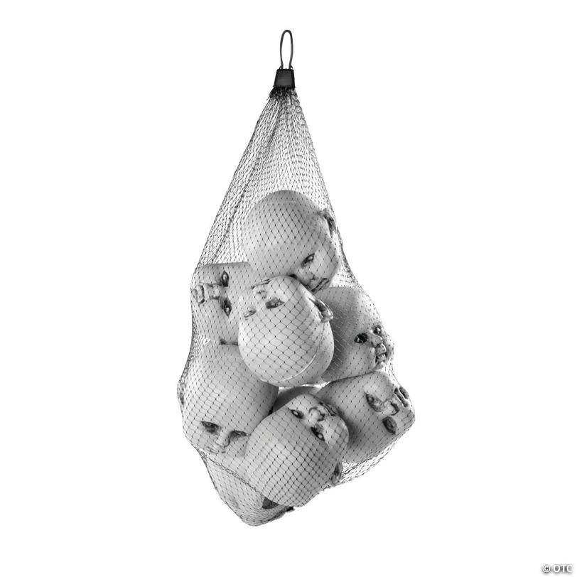 3 1/2" Halloween Plastic Doll Heads in Mesh Bag - 12 Pc.