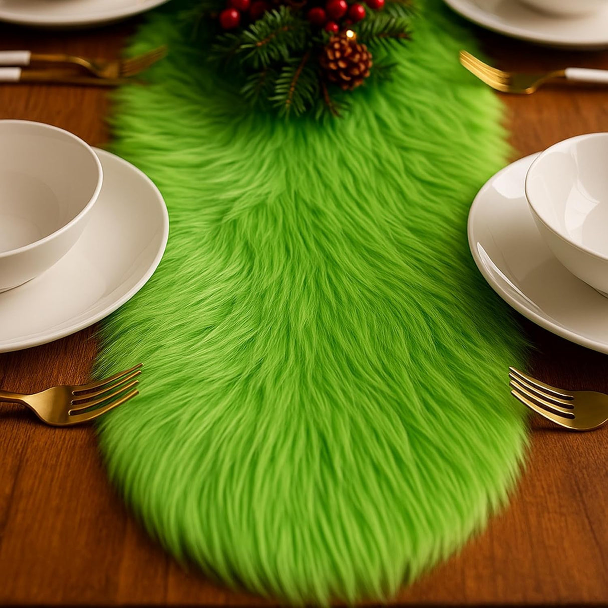 Faux Fur Table Runner Fuchsia