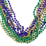 Mardi Gras Beads 33" 7 mm Purple/Green/Gold (1 DZ)