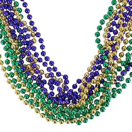 Mardi Gras Beads 33" 7 mm Purple/Green/Gold (1 DZ)