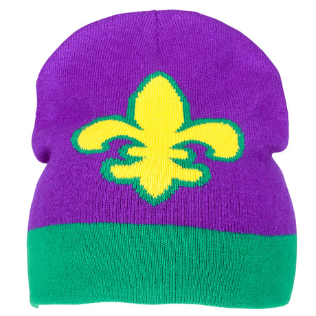 Mardi Gras Fleur De Lis Beanie Hat