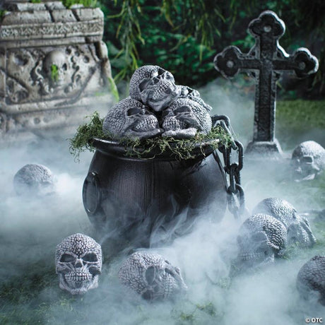 Textured Grinning Skulls Halloween Decorations Set for Display, for spooky Halloween party and home decor
