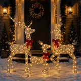 Lighted Silver Reindeer Christmas Yard Decor Set