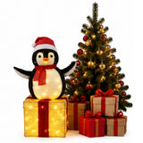 Lighted Penguin Gift Box Christmas Yard Decoration