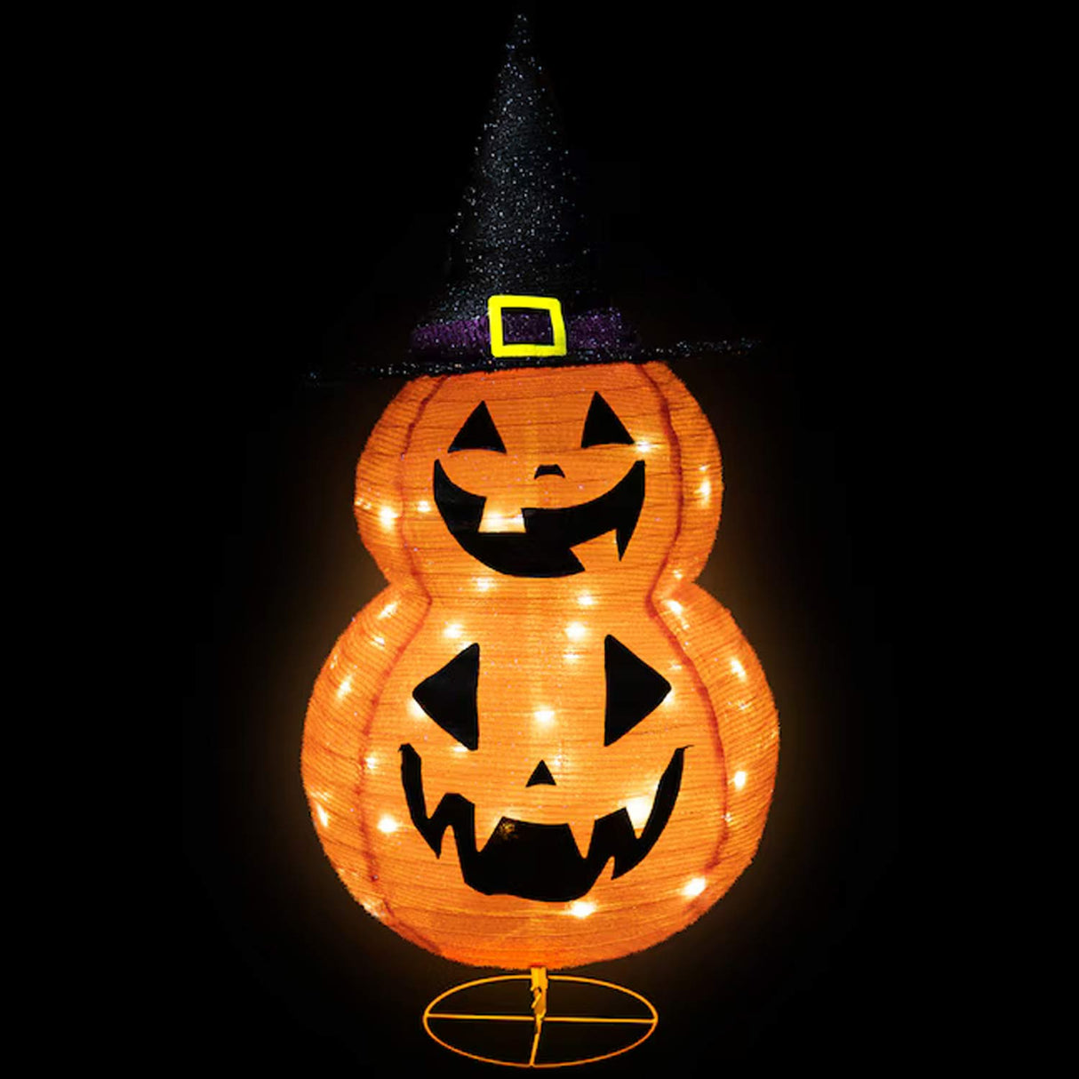 2.83 Feets Lighted Jack-o-Lantern Witch Hat Yard Decoration