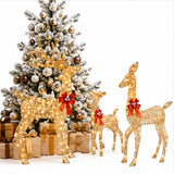 3 Piece Lighted Reindeer Set Christmas Yard Decor LED