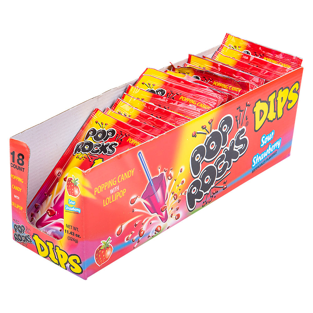 Pop Rocks Dips Sour Strawberry (18 Pc Box)