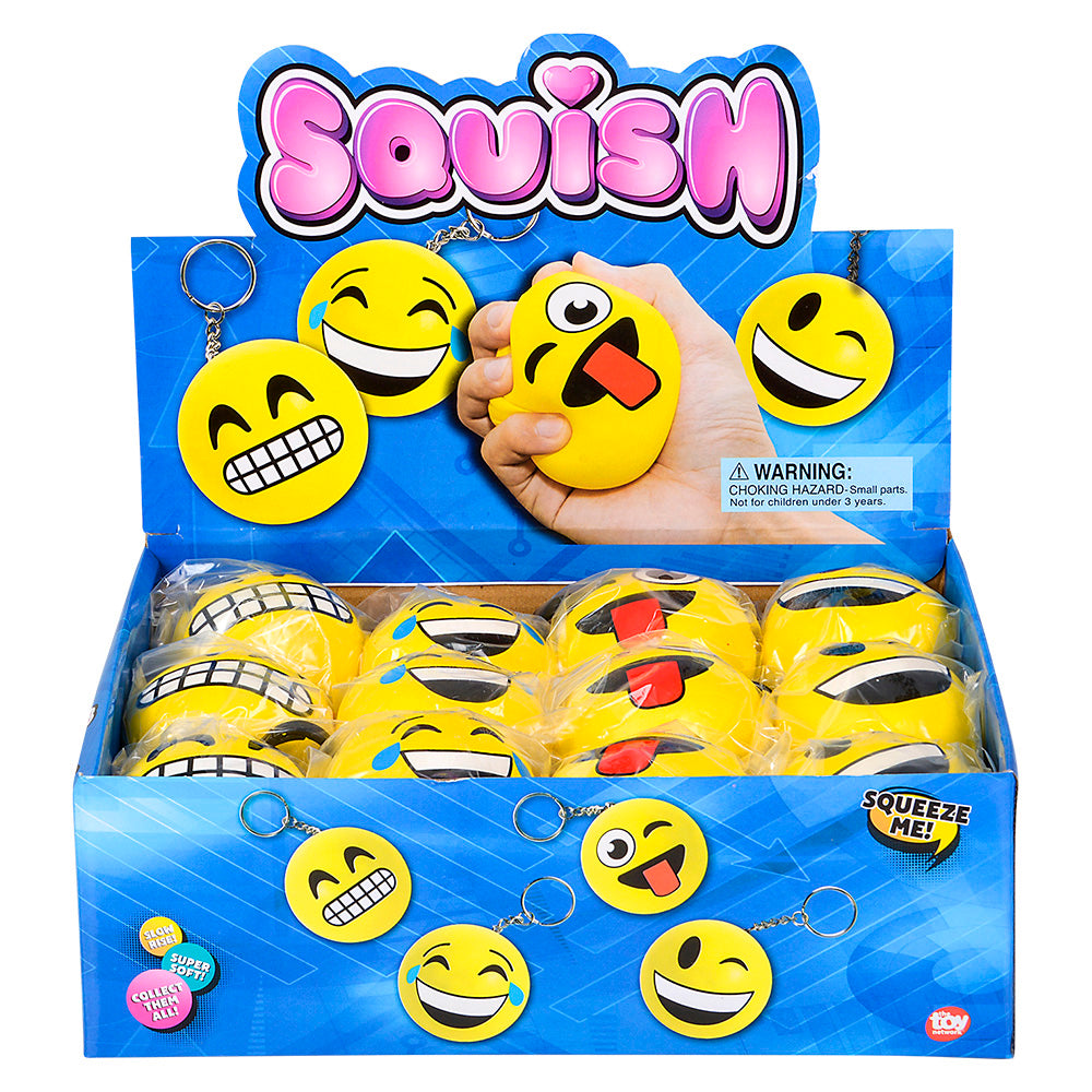 Emoticon Squish Backpack Clip (24 Pack Display)