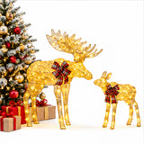 Lighted Moose Christmas Decor Set Warm White LED Lights