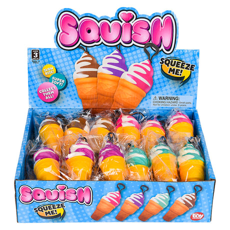 Squish Ice Cream Cone Backpack Clip (24 Pc Display)