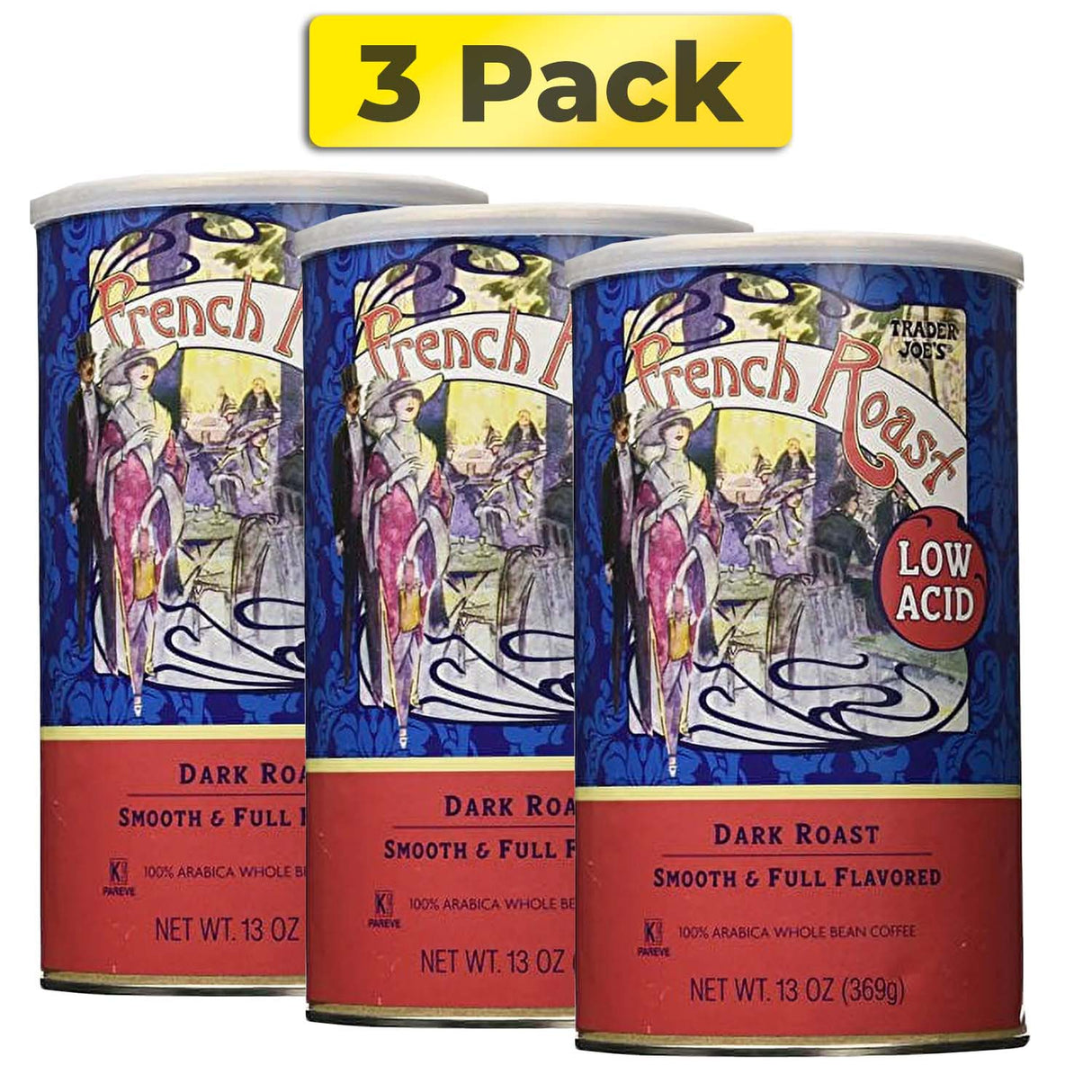 Trader Joe's Low Acid French Roast Whole Bean Dark Roast Coffee 13 oz