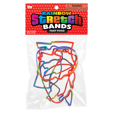 Fast Food Rainbow Silicone Stretch Bands (144 Pc Can)