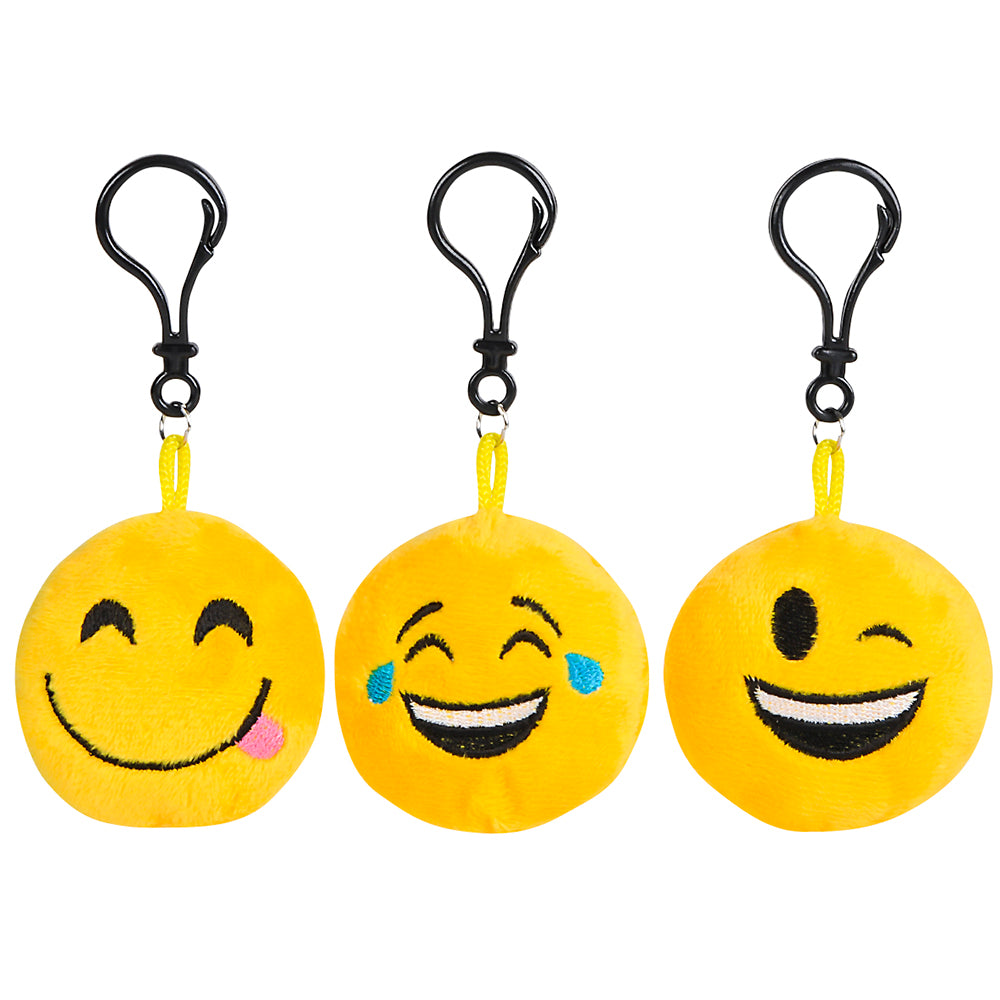 Plush Emoticon Backpack Clip (24 Pack)