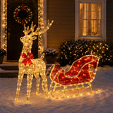 Lighted Reindeer Sleigh Christmas Yard Decoration