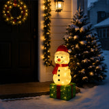 Lighted Snowman Gift Box Christmas Yard Decoration