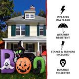 5ft Lighted Jack-o-Lantern Inflatable Boo Sign with Cat Ghost