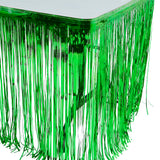 Green Metallic Fringe Table Skirt 144" x 30"
