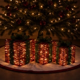 Red 3-Piece Christmas Gift Box Set Outdoor Decor