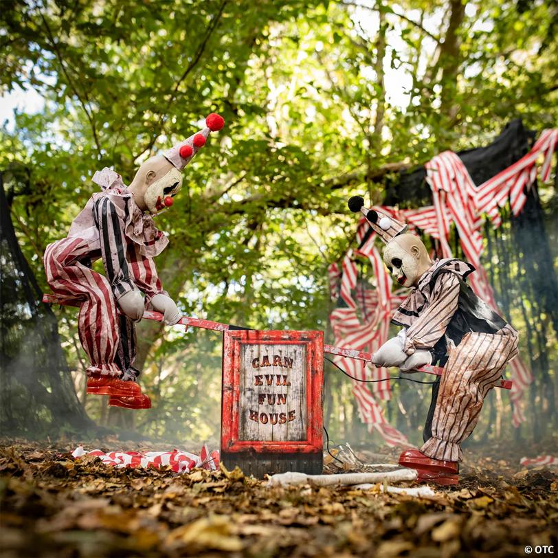 3 Ft. Animated See-Saw Clowns Halloween Decoration