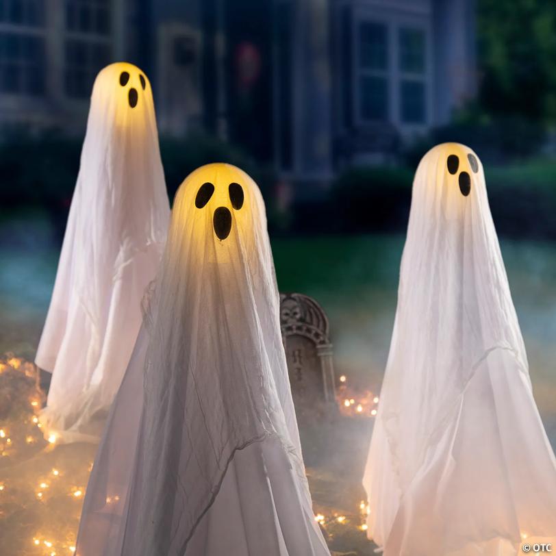 3 Ft. Glowing Face Ghost Trio Halloween Outdoor Yard Decoration - 3 Pc.