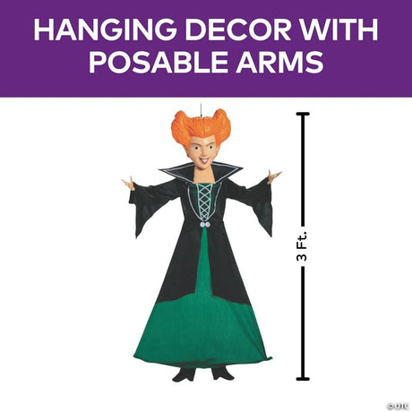 RADYAN Posable Winifred Sanderson Hanging Halloween Decoration from Hocus Pocus shown in a clear product image