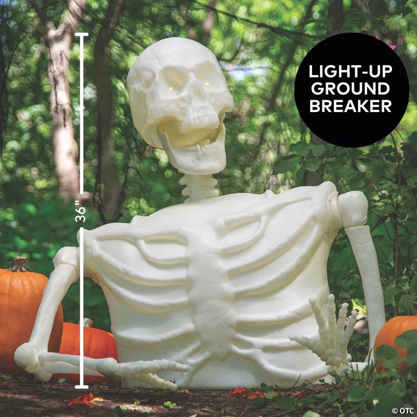 3 Ft. Light-Up Posable Skeleton Groundbreaker Halloween Decoration