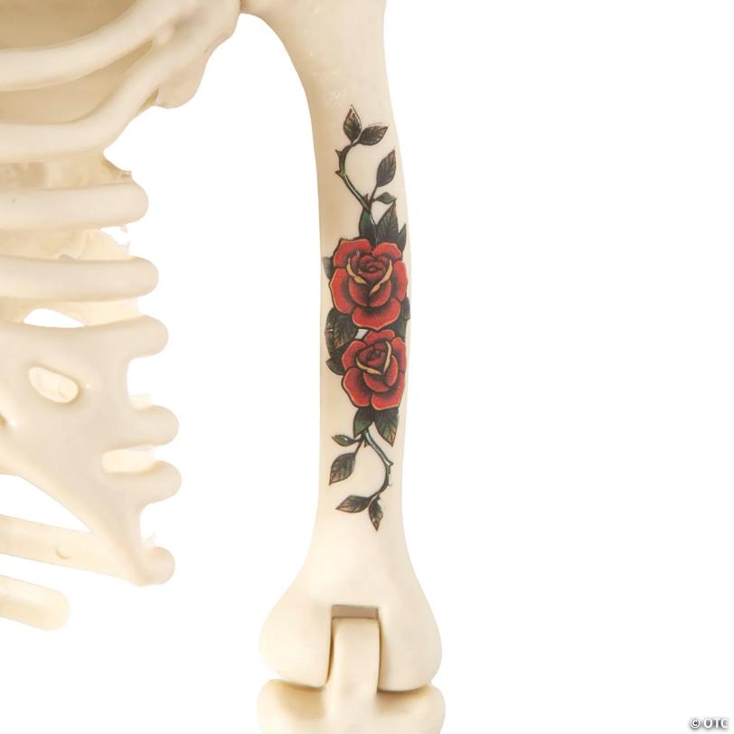 3 Ft. Posable Skeleton with Tattoos Halloween Decoration