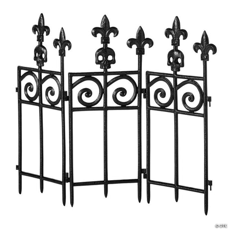 Plastic Halloween Fence with Scroll Work Design for Yard Display, for spooky Halloween party and home decor