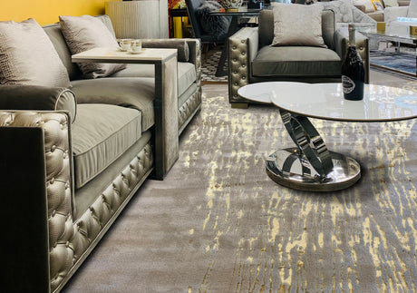 Maximus 230 Polyester Viscose Blend Fabric - Color-Changing Flat Weave, Rain Gold Viscose, 10' X 13' (1 Rug)