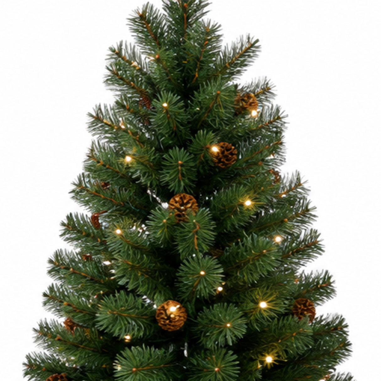 7.5FT Pre Lit Pencil Christmas Tree with Pinecones LED