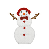 Set of 2 Snowmen with Warm White Cord Lights 24" & 28" Height