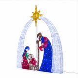 Lighted Nativity Scene Christmas Yard Decor Cool White LED