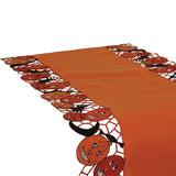 70 Inches Orange Embroidered Jack-o-Lantern Halloween Table Runner