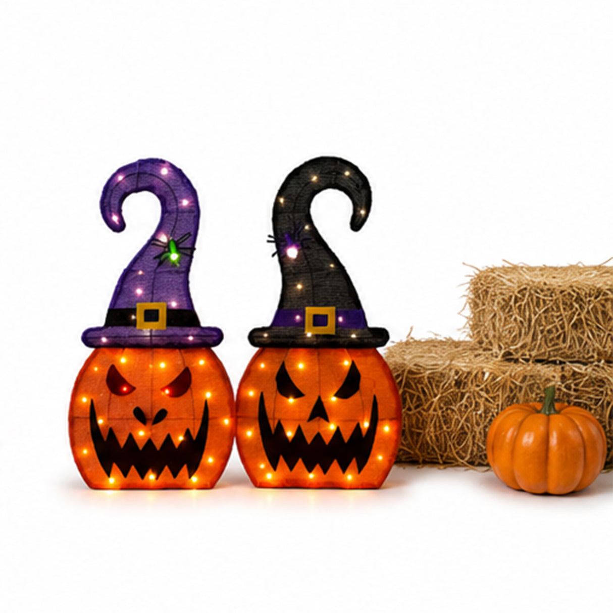28 Inch Pumpkin Witch Hat Halloween Decoration Set 2 Pcs